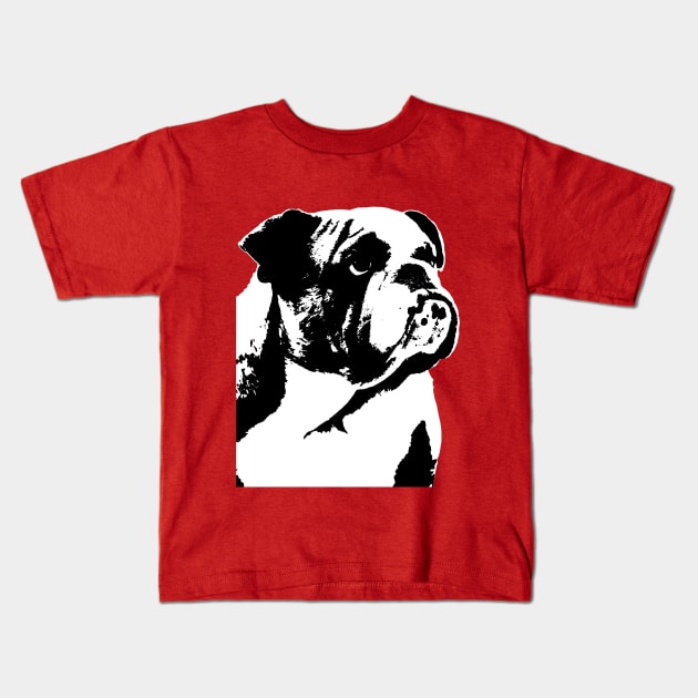 Bulldog B&W Kids T-Shirt by GrizzlyVisionStudio